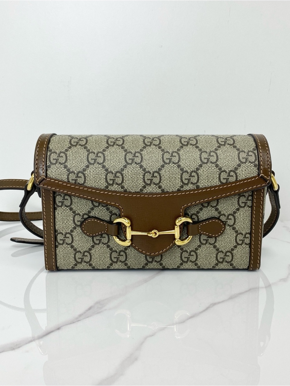 Gucci Brown GG Supreme Horsebit Crossbody Bag